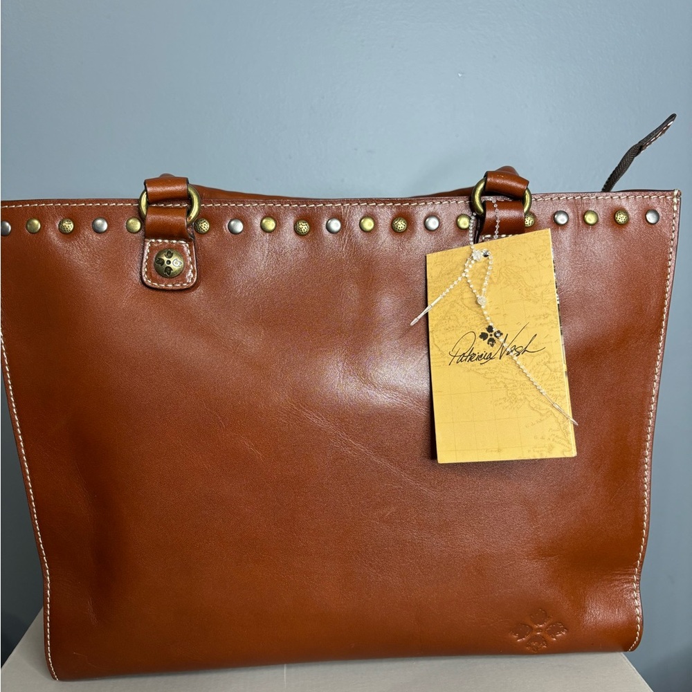 Patricia Nash Zaconia Tan Leather Studded Tote